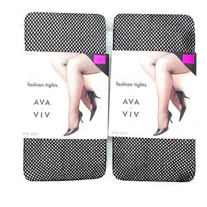 Ava & Viv Black Mesh  Fashion Tights Size 2XL(2pk)